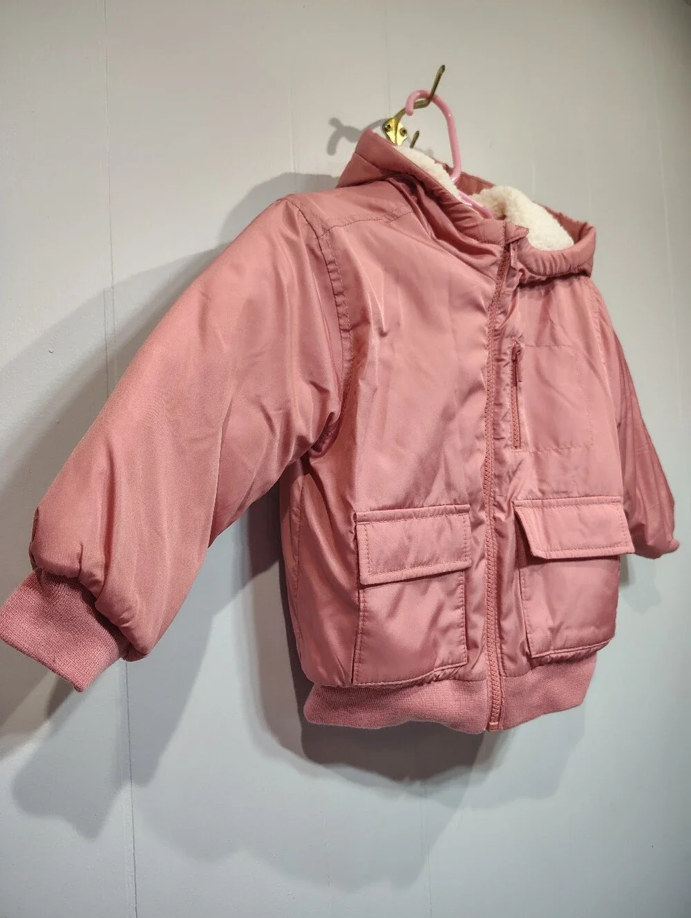 Old Navy Pink‎ Bomber Jacket Coat 3T Toddler Girl NWT 3 Pocket Style